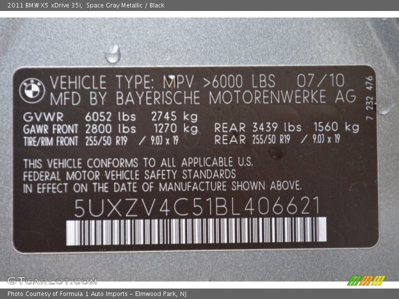Space Gray Metallic / Black 2011 BMW X5 xDrive 35i