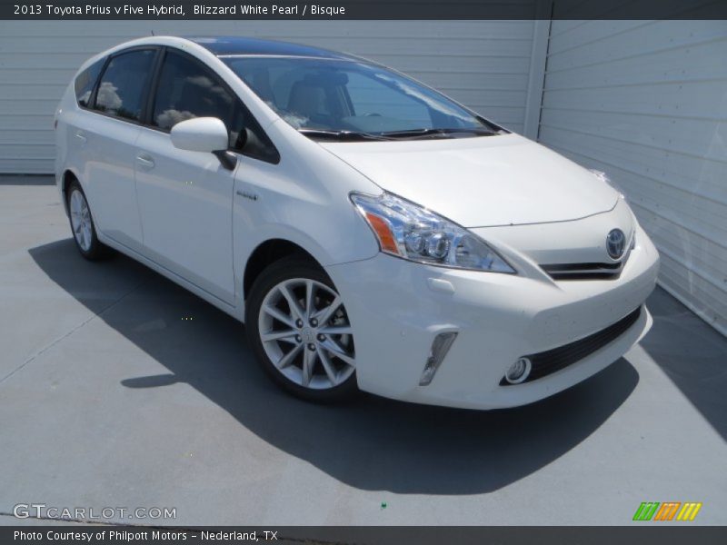 Blizzard White Pearl / Bisque 2013 Toyota Prius v Five Hybrid