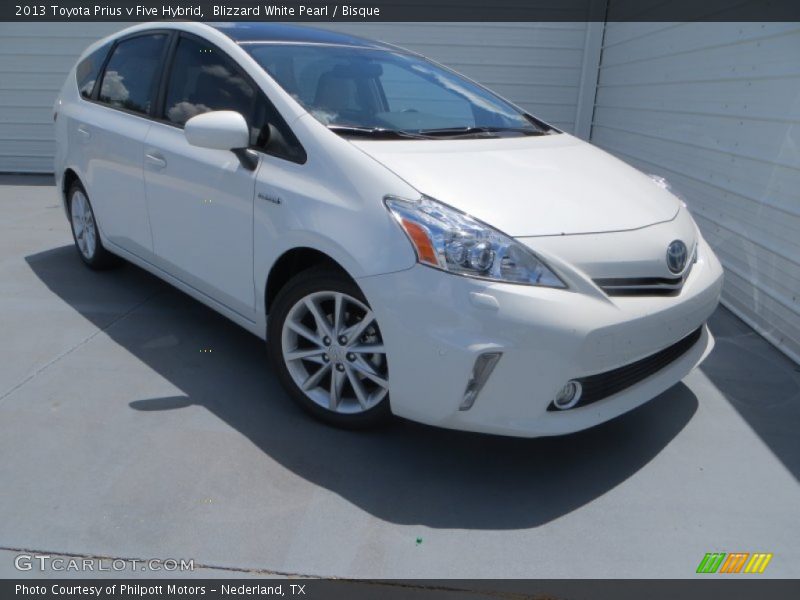 Blizzard White Pearl / Bisque 2013 Toyota Prius v Five Hybrid
