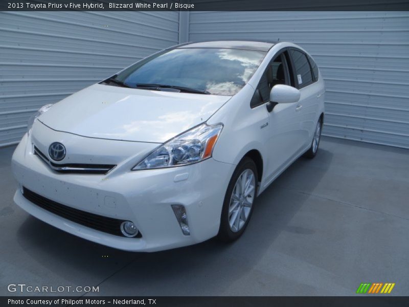 Blizzard White Pearl / Bisque 2013 Toyota Prius v Five Hybrid