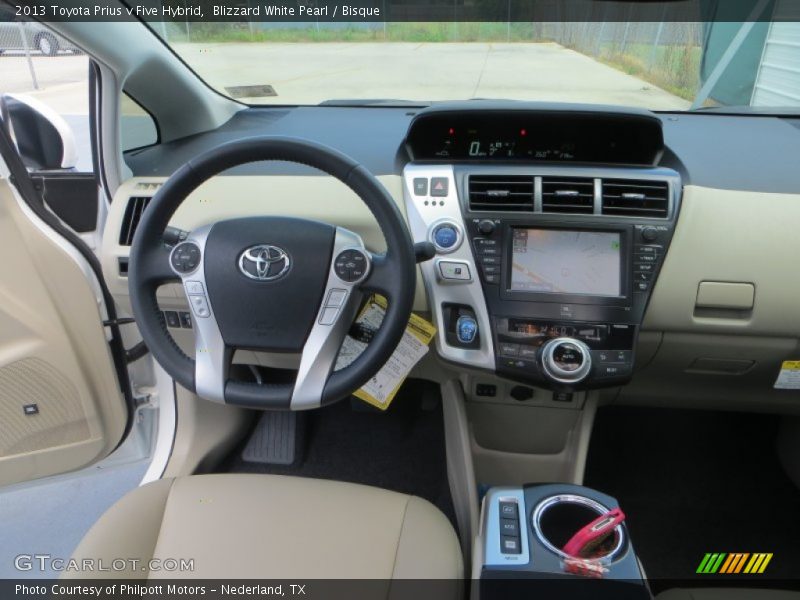 Blizzard White Pearl / Bisque 2013 Toyota Prius v Five Hybrid