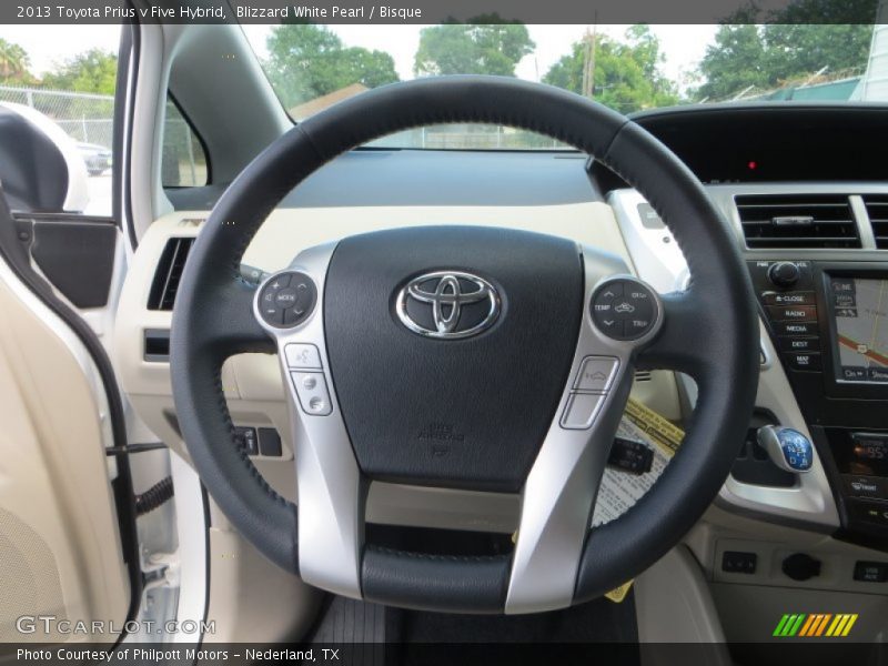Blizzard White Pearl / Bisque 2013 Toyota Prius v Five Hybrid