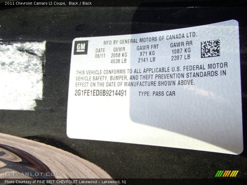 Black / Black 2011 Chevrolet Camaro LS Coupe