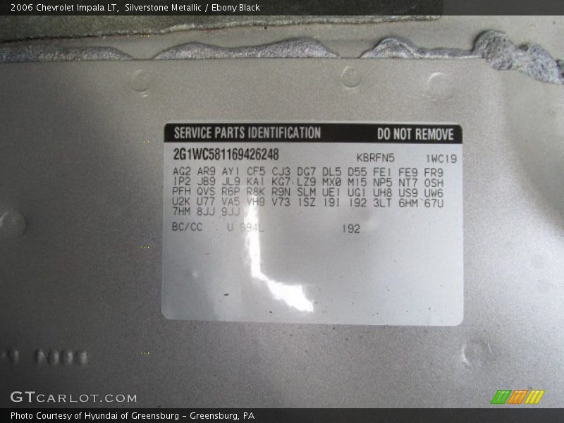 Silverstone Metallic / Ebony Black 2006 Chevrolet Impala LT