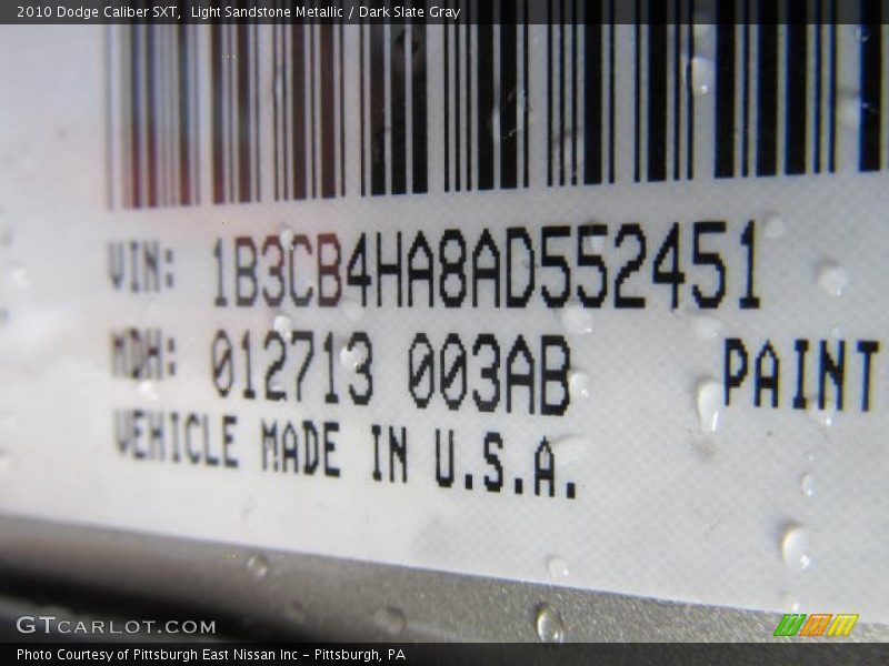 Light Sandstone Metallic / Dark Slate Gray 2010 Dodge Caliber SXT
