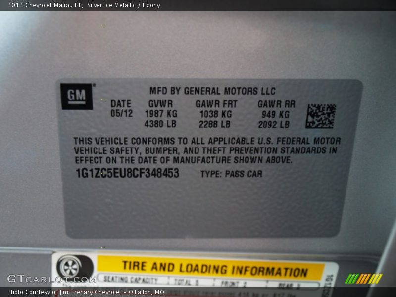 Silver Ice Metallic / Ebony 2012 Chevrolet Malibu LT
