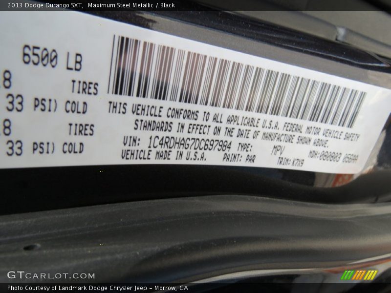 Maximum Steel Metallic / Black 2013 Dodge Durango SXT