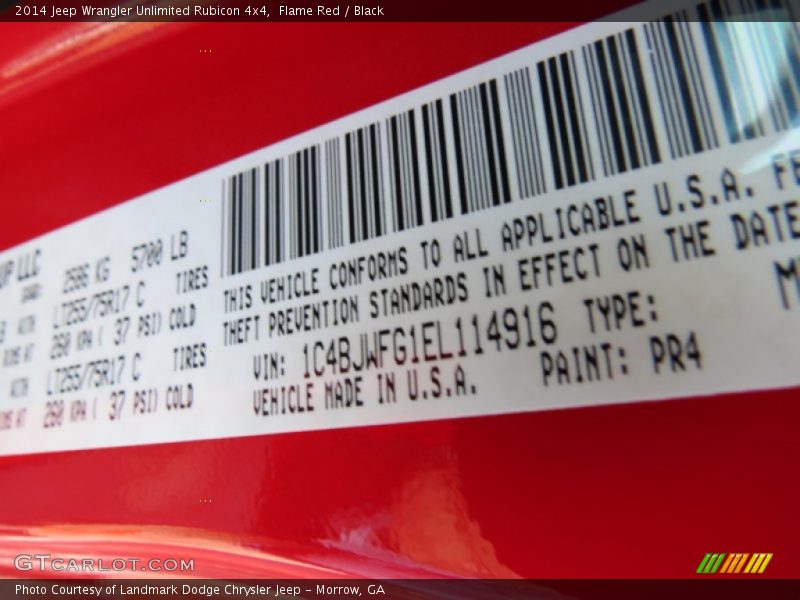2014 Wrangler Unlimited Rubicon 4x4 Flame Red Color Code PR4