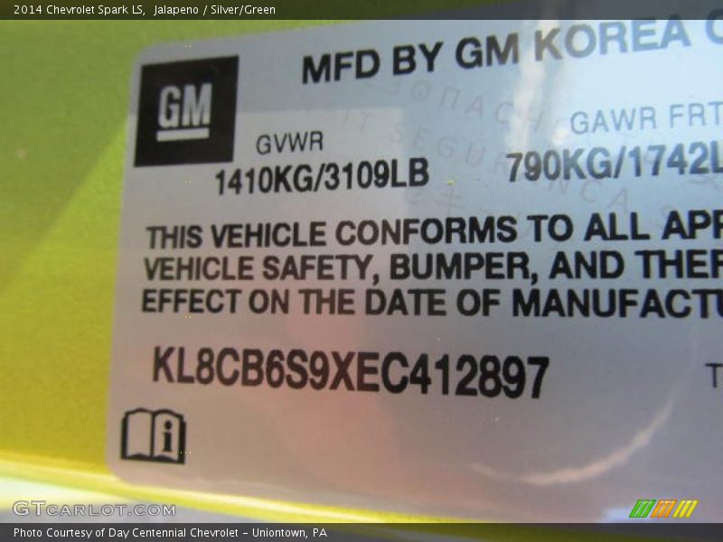 Jalapeno / Silver/Green 2014 Chevrolet Spark LS