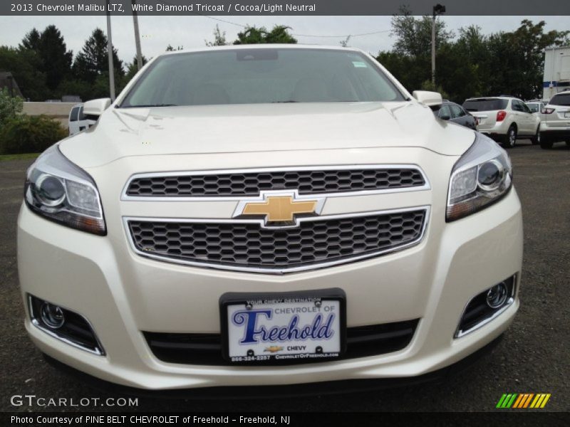 White Diamond Tricoat / Cocoa/Light Neutral 2013 Chevrolet Malibu LTZ