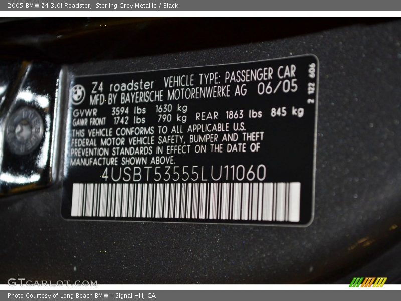 Sterling Grey Metallic / Black 2005 BMW Z4 3.0i Roadster