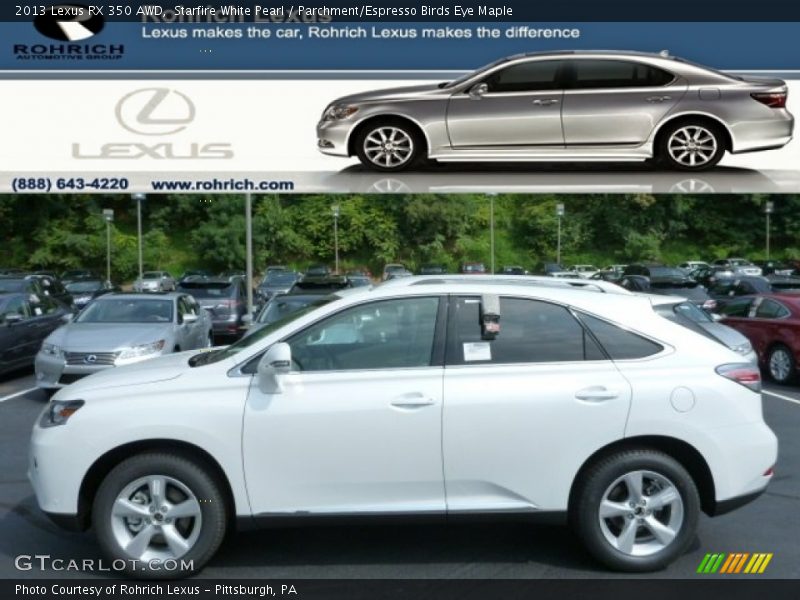 Starfire White Pearl / Parchment/Espresso Birds Eye Maple 2013 Lexus RX 350 AWD