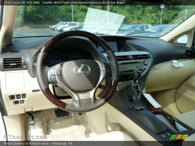 Starfire White Pearl / Parchment/Espresso Birds Eye Maple 2013 Lexus RX 350 AWD