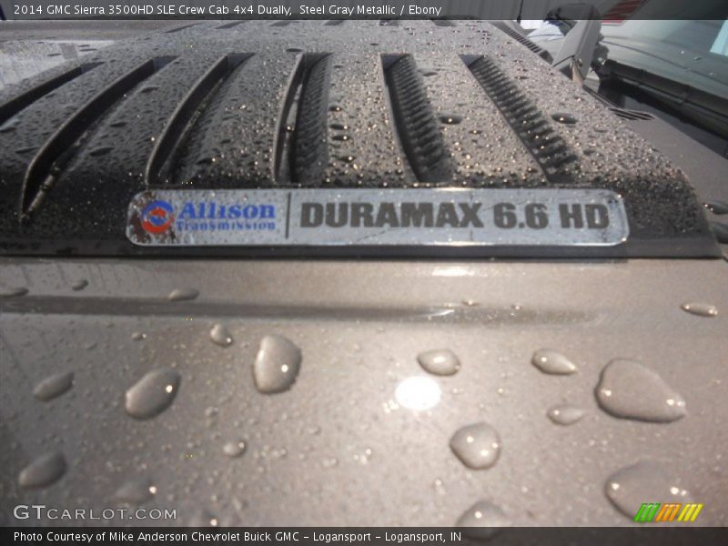 Steel Gray Metallic / Ebony 2014 GMC Sierra 3500HD SLE Crew Cab 4x4 Dually