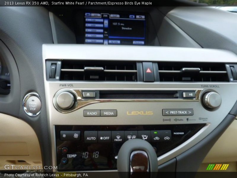 Starfire White Pearl / Parchment/Espresso Birds Eye Maple 2013 Lexus RX 350 AWD