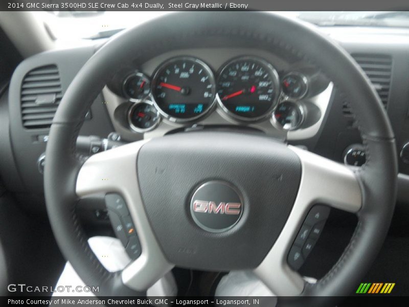 Steel Gray Metallic / Ebony 2014 GMC Sierra 3500HD SLE Crew Cab 4x4 Dually