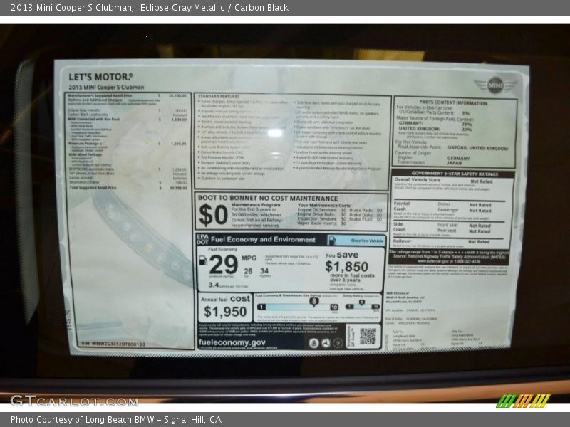Eclipse Gray Metallic / Carbon Black 2013 Mini Cooper S Clubman