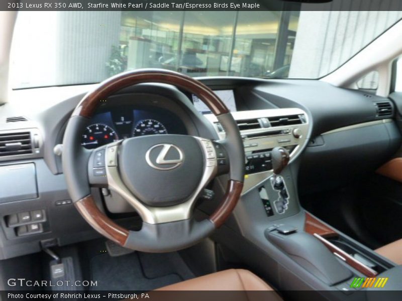 Starfire White Pearl / Saddle Tan/Espresso Birds Eye Maple 2013 Lexus RX 350 AWD