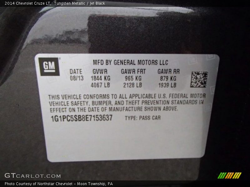 Tungsten Metallic / Jet Black 2014 Chevrolet Cruze LT