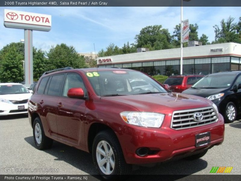 Salsa Red Pearl / Ash Gray 2008 Toyota Highlander 4WD