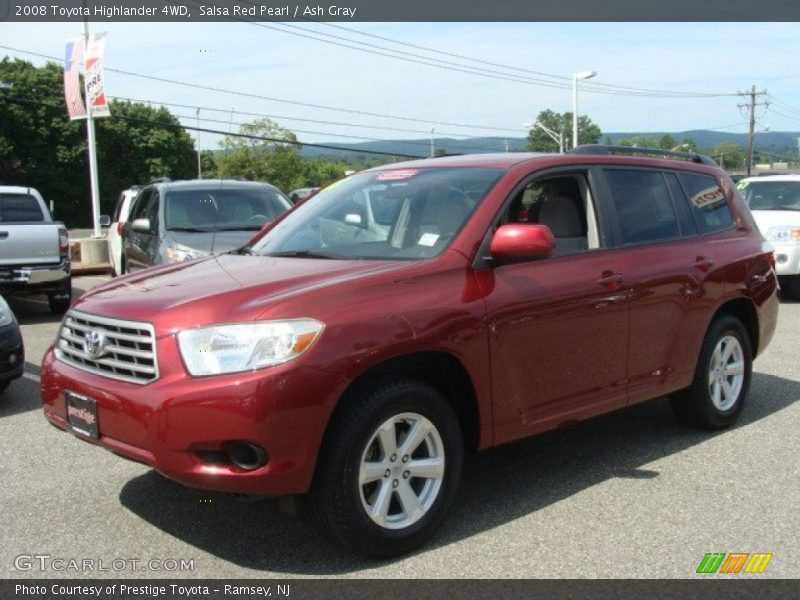 Salsa Red Pearl / Ash Gray 2008 Toyota Highlander 4WD