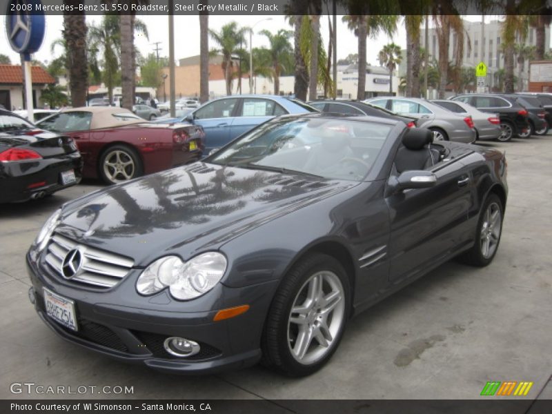 Steel Grey Metallic / Black 2008 Mercedes-Benz SL 550 Roadster