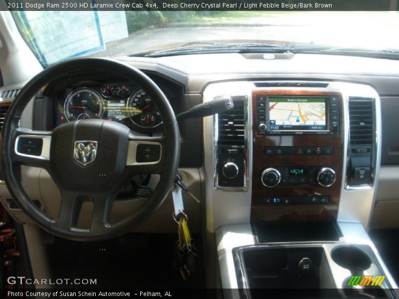 Deep Cherry Crystal Pearl / Light Pebble Beige/Bark Brown 2011 Dodge Ram 2500 HD Laramie Crew Cab 4x4
