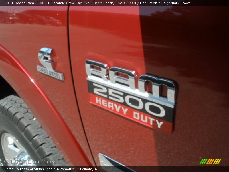 Deep Cherry Crystal Pearl / Light Pebble Beige/Bark Brown 2011 Dodge Ram 2500 HD Laramie Crew Cab 4x4