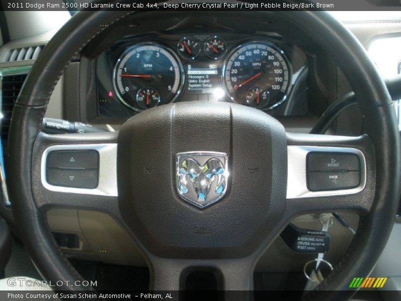 Deep Cherry Crystal Pearl / Light Pebble Beige/Bark Brown 2011 Dodge Ram 2500 HD Laramie Crew Cab 4x4