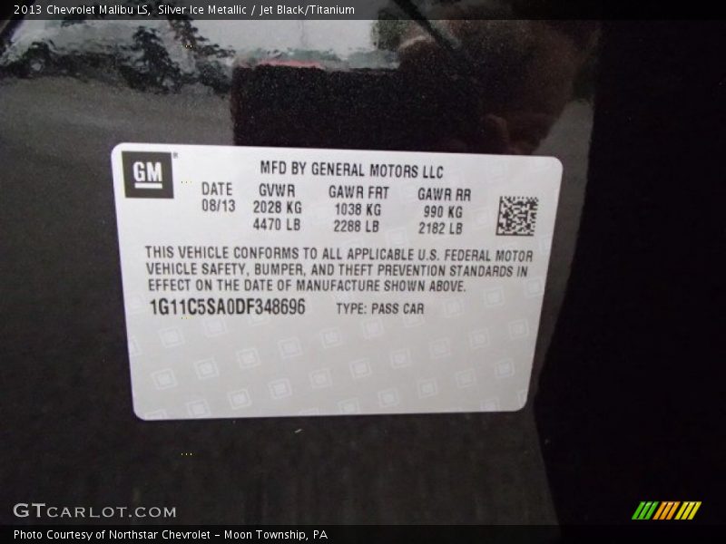 Silver Ice Metallic / Jet Black/Titanium 2013 Chevrolet Malibu LS