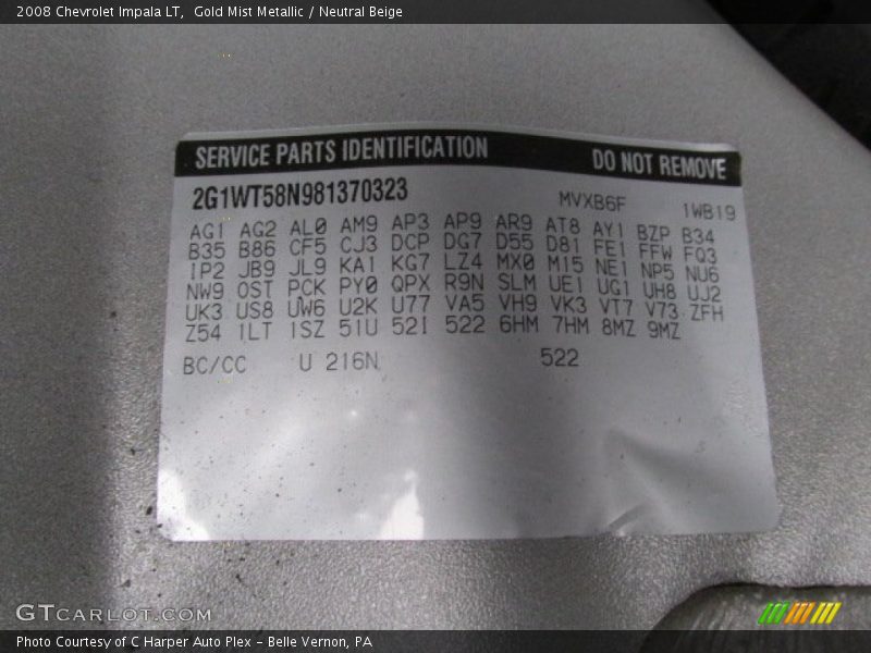 Gold Mist Metallic / Neutral Beige 2008 Chevrolet Impala LT