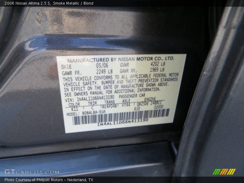 Smoke Metallic / Blond 2006 Nissan Altima 2.5 S