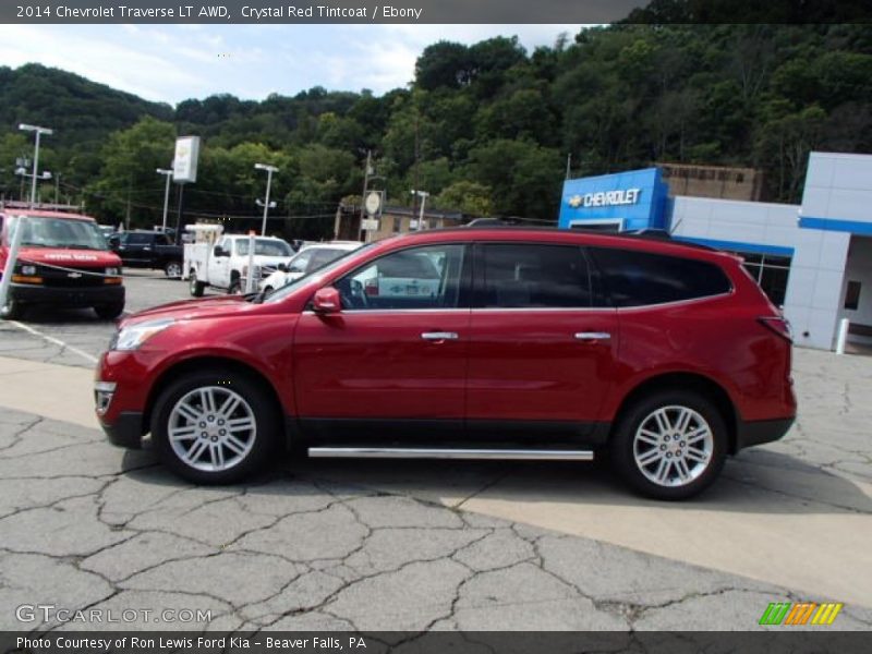 Crystal Red Tintcoat / Ebony 2014 Chevrolet Traverse LT AWD