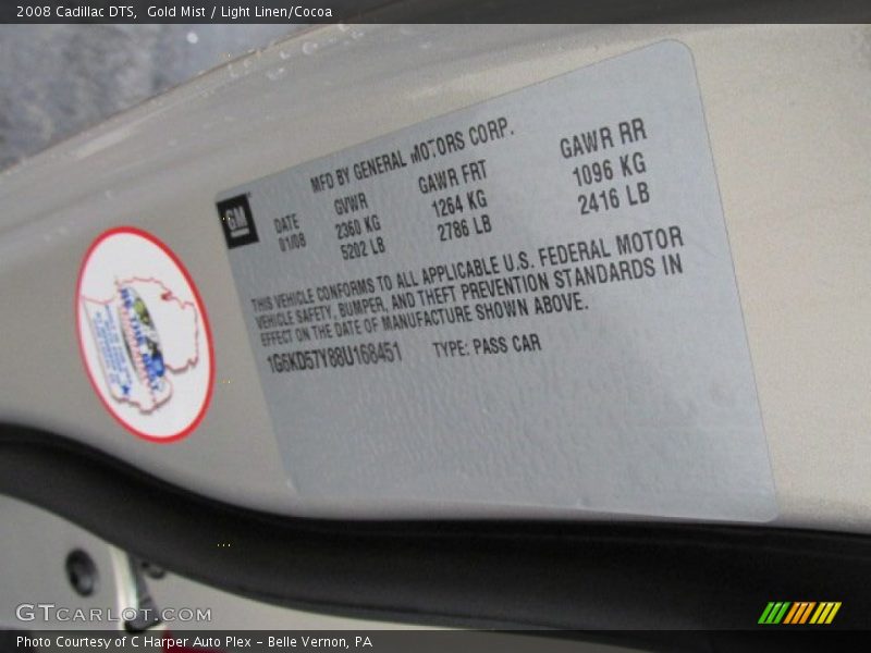 Gold Mist / Light Linen/Cocoa 2008 Cadillac DTS