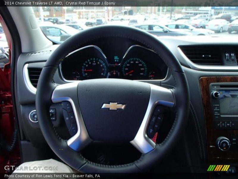 Crystal Red Tintcoat / Ebony 2014 Chevrolet Traverse LT AWD