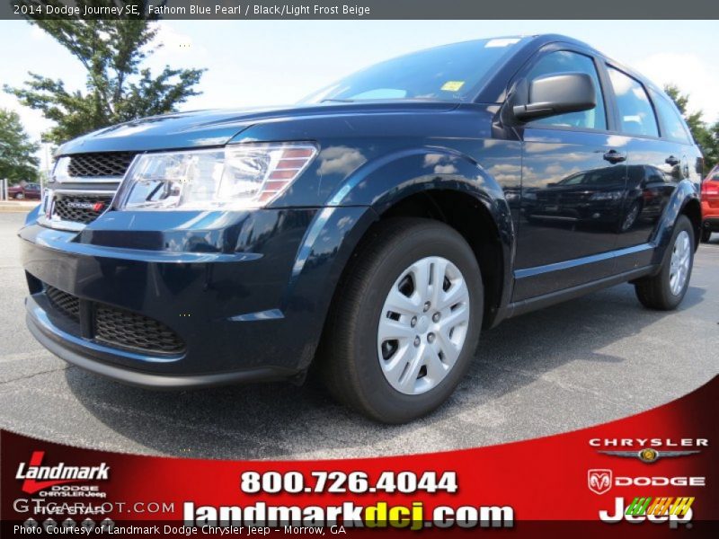 Fathom Blue Pearl / Black/Light Frost Beige 2014 Dodge Journey SE