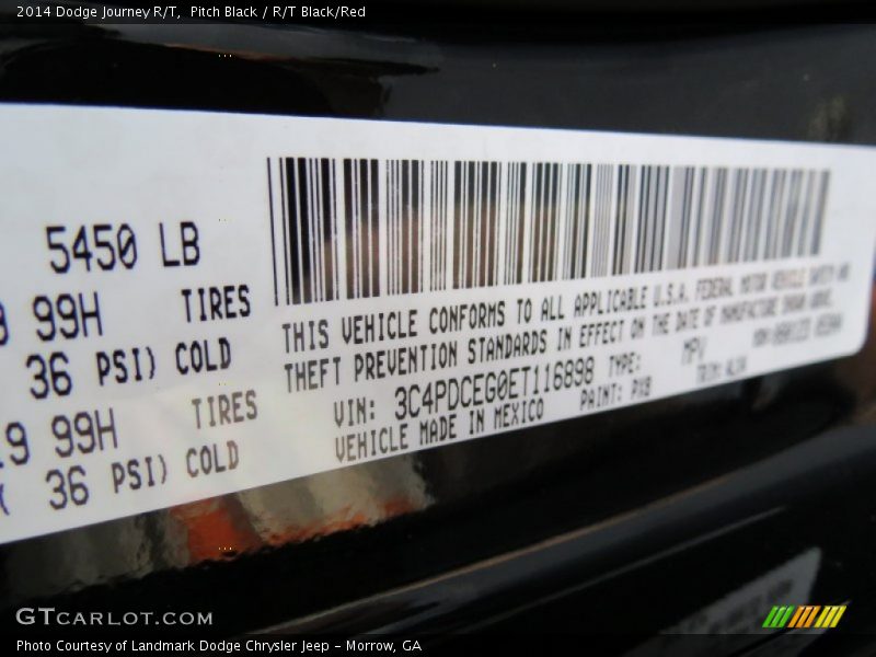 2014 Journey R/T Pitch Black Color Code PX8