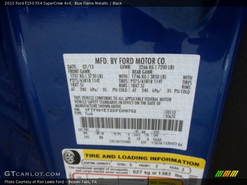 Blue Flame Metallic / Black 2013 Ford F150 FX4 SuperCrew 4x4