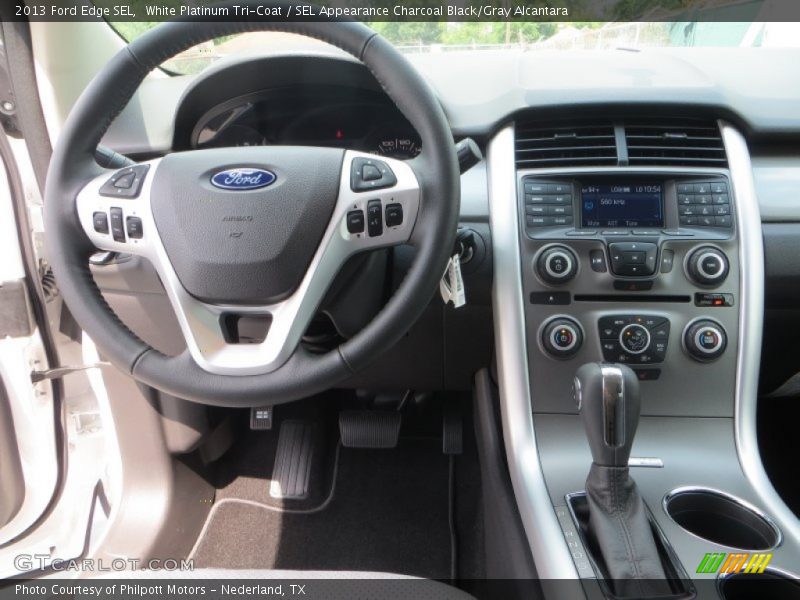White Platinum Tri-Coat / SEL Appearance Charcoal Black/Gray Alcantara 2013 Ford Edge SEL