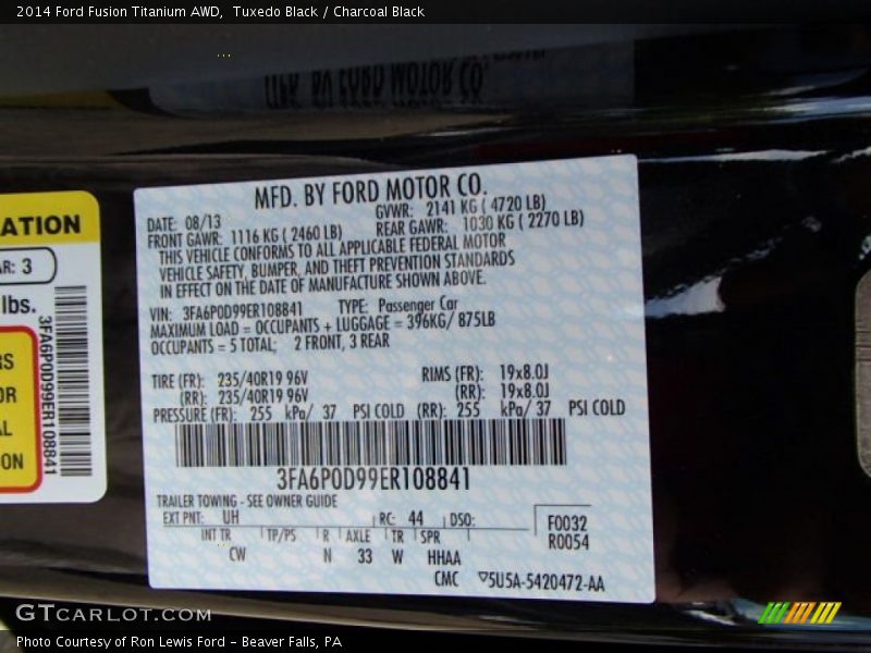 Tuxedo Black / Charcoal Black 2014 Ford Fusion Titanium AWD
