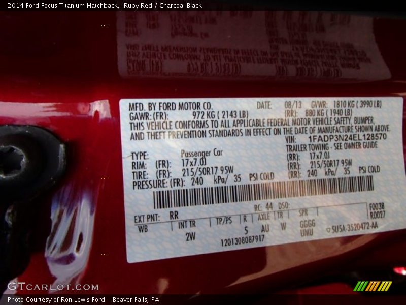 Ruby Red / Charcoal Black 2014 Ford Focus Titanium Hatchback