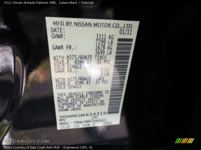 Galaxy Black / Charcoal 2011 Nissan Armada Platinum 4WD