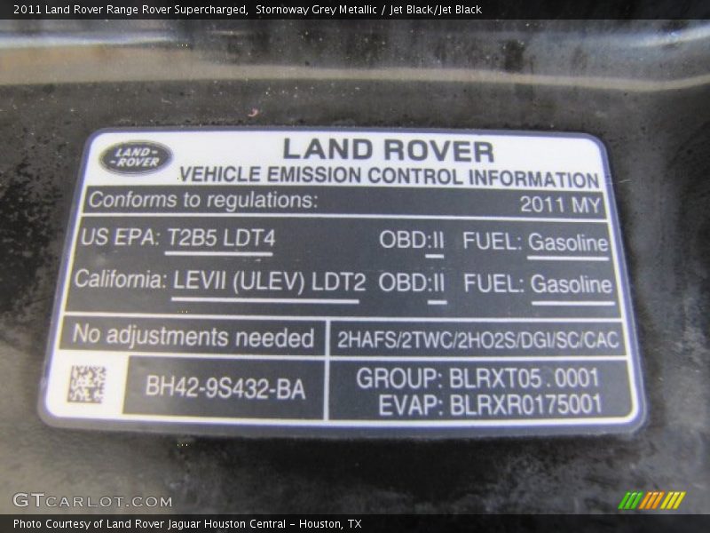 Stornoway Grey Metallic / Jet Black/Jet Black 2011 Land Rover Range Rover Supercharged