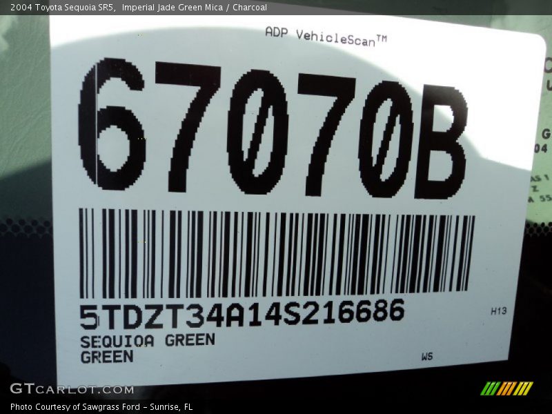 Imperial Jade Green Mica / Charcoal 2004 Toyota Sequoia SR5