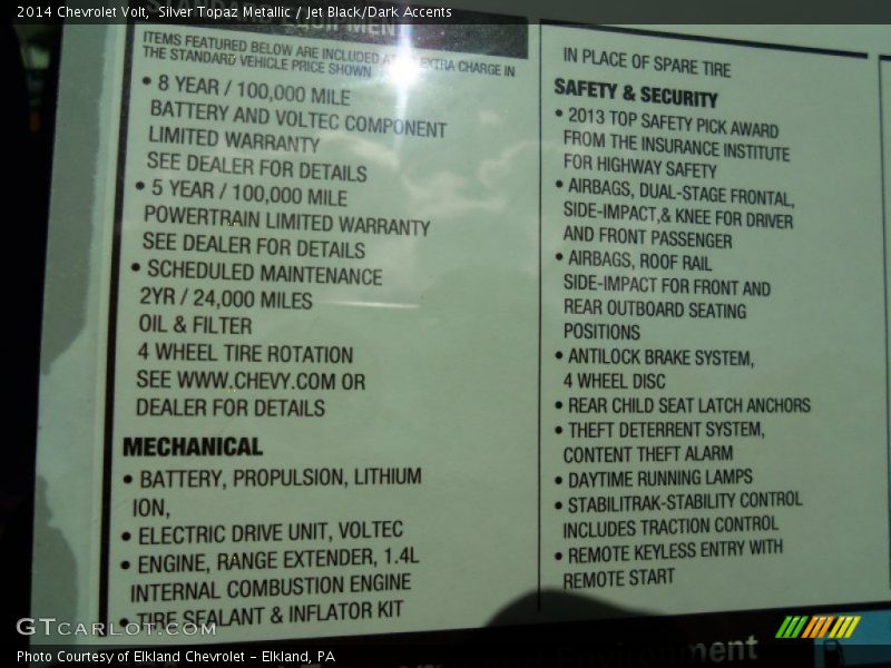  2014 Volt  Window Sticker