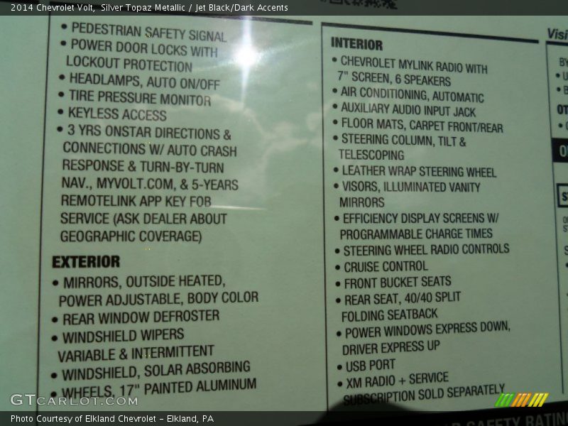  2014 Volt  Window Sticker