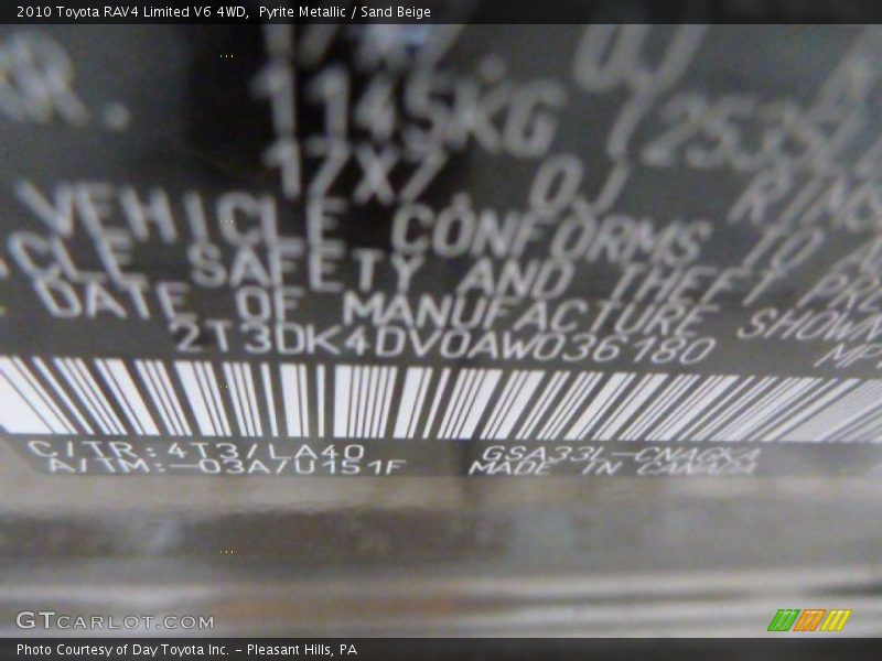Pyrite Metallic / Sand Beige 2010 Toyota RAV4 Limited V6 4WD