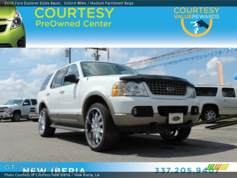 Oxford White / Medium Parchment Beige 2003 Ford Explorer Eddie Bauer