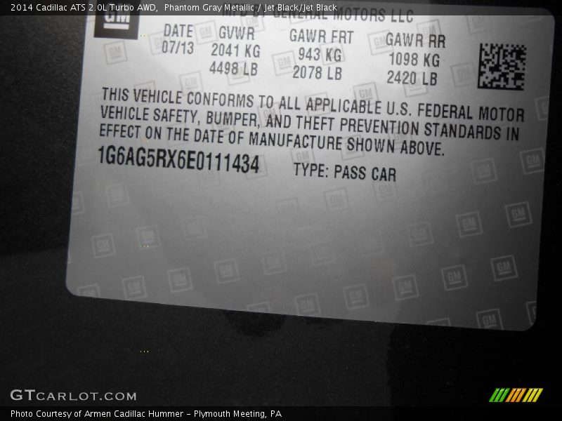 Phantom Gray Metallic / Jet Black/Jet Black 2014 Cadillac ATS 2.0L Turbo AWD