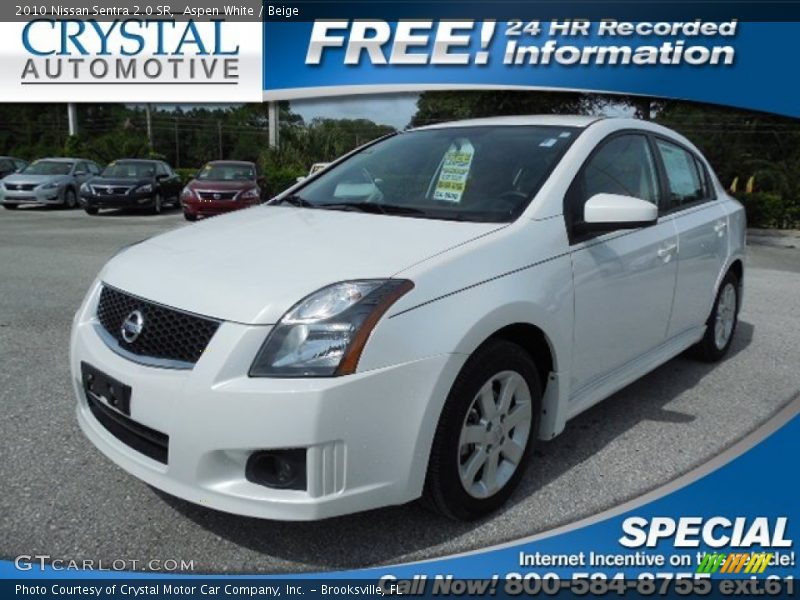 Aspen White / Beige 2010 Nissan Sentra 2.0 SR